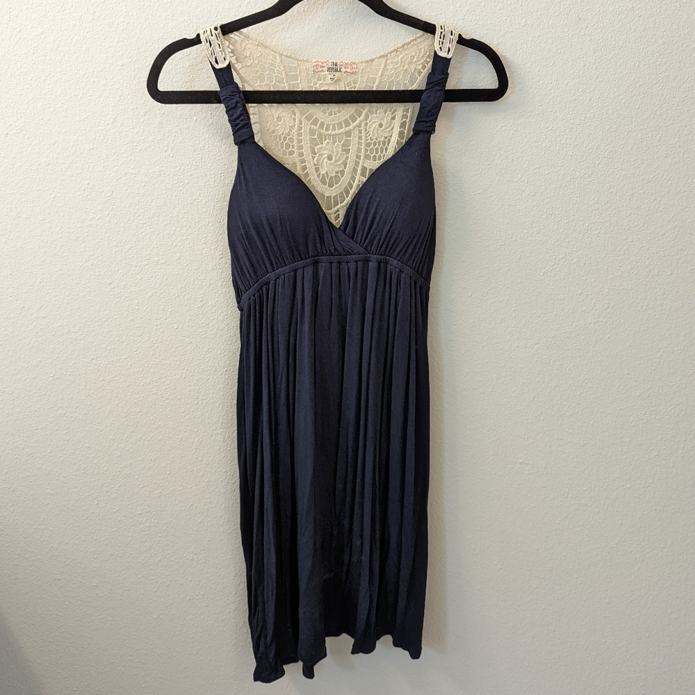 Navy blue cover up dress with crochet back